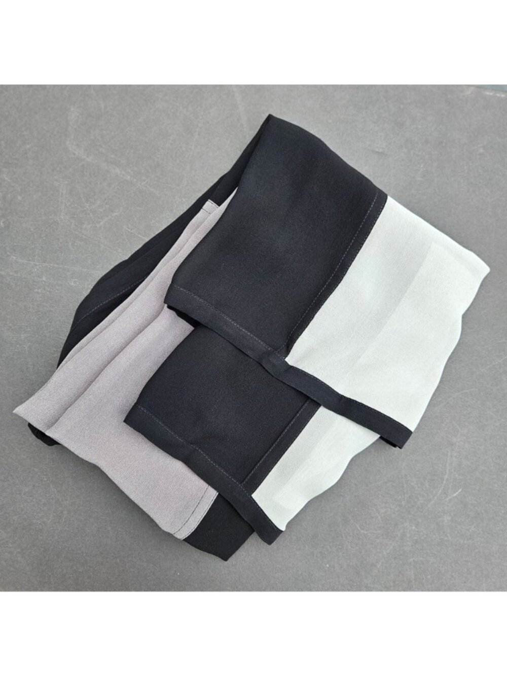 Vintage 90s Bergdorf Goodman Silk Panel Scarf Black Gray Color Block 32x90" - Picture 5 of 12